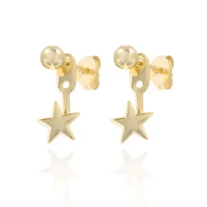 CNAS Certified S925 Silver Rose Gold Small Dot Star Shaped Stud Earrings