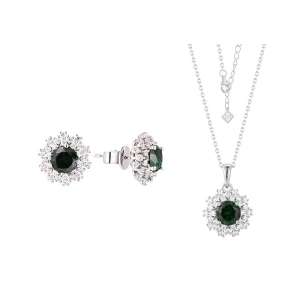CUSTOM OEM Women’s 925 Sterling Silver Gold-Plated Round Earrings and Necklace Cubic Zirconia Set Party Gift