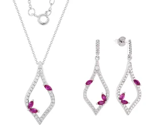 CUSTOM OEM Women’s 925 Sterling Silver Gold-Plated Rhombus Earrings and Necklace Set with Square Cubic Zirconia, Engagement Party Gift