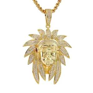 CZ Diamond Charm Necklace, Indian Design, Gold Color, Hip Hop Jewelry, Factory