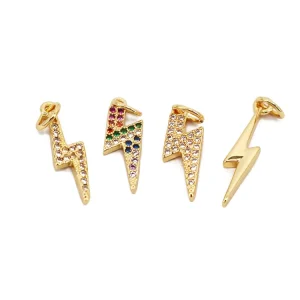 CZ8210 Mini Tiny CZ Thunder Lightning Bolt Charm Diamond CZ Pavé Pendant