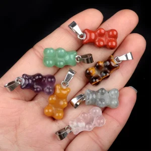 Candy Gummy Charms Colorful Crystal Rhinestone Lovely Bear Pendant for Children’s Necklace Making