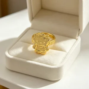 Cartoon Cat Open Ring Diamond Cut Personalized Women Stainless Steel 18k Gold Plated Fashion Jewelry Cartoon Rings