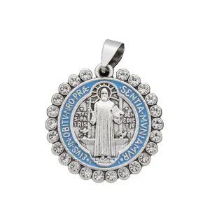 Catholic Saint Benedict Pendant Vintage Diamond-Encrusted Metal Exorcism Fashion Jewelry Accessories