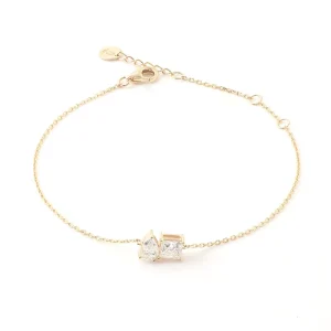 Certified 18K Solid Gold Round Brilliant Cut D VVS Fine Chain Link Customized Romantic Couple Friendship Moissanite Bracelets