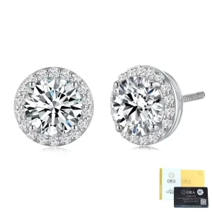 Certified VVS D Color Moissanite Stud Earrings 925 Sterling Silver Fine Jewelry