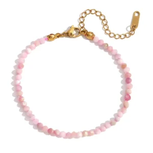 Chain Link Bracelet Natural Gemstone Beaded Faceted Colorful Crystal Beads 18K Gold Plated