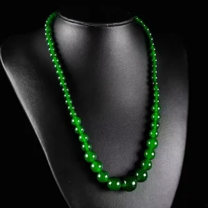 Chalcedony Bead Necklace Gradient Size Green Agate Necklace