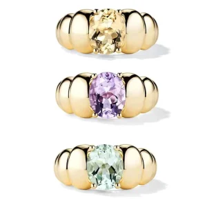 Champagne Amethyst Aquamarine Natural Gemstone Ring