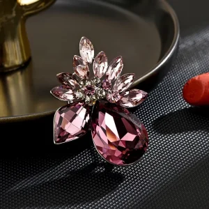 Champagne Crystal Brooch Pin for Overcoat