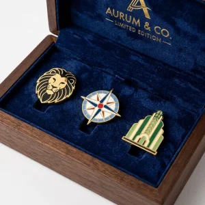 China Factory Custom Limited Edition Enamel Pin with Gift Box, Gold-Plated Metal Badge