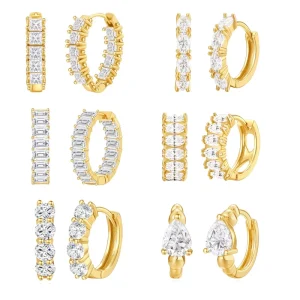 Chunky Copper Hoop Earrings with Sparkling CZ Pave Design and Gold Plating