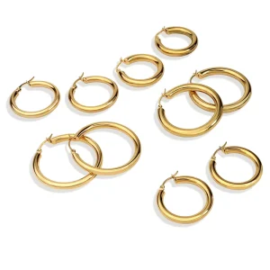 Classic 18K Gold Plated Hypoallergenic Chunky Hoop Earrings for Women