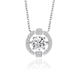 Classic 925 Sterling Silver Moissanite Pendant Necklace for Girls