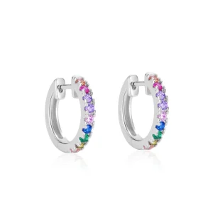 Classic Colored CZ Huggie Hoop Earrings 925 Sterling Silver for Women