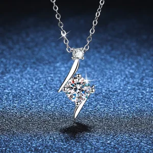 Classic Four-Claw VVS D Color Moissanite Pendant Necklace 925 Sterling Silver