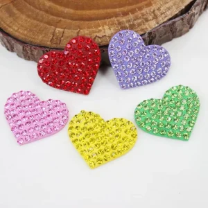 Clay Heart Design Flat-Back Resin Cabochon Crystal Rhinestone Charms for Phone Cases