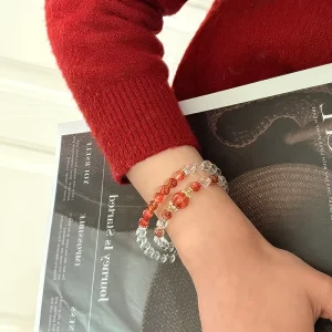 Clear Quartz Ball Shaped Beaded Double Layer Bracelet Classic Skin-Flattering Gift Jewelry Third Party Certified Unisex