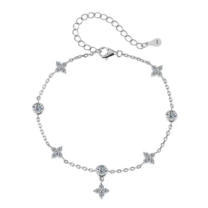 Clover Design Moissanite Diamond VVS D Color S925 Sterling Silver Engagement Bracelet