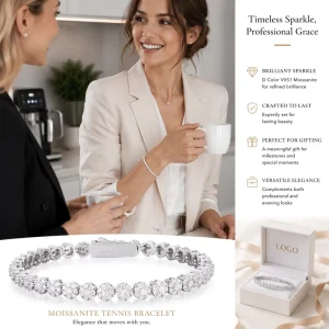Cluster Moissanite 925 Sterling Silver Anti-Tarnish Tennis Bracelet