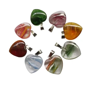 Color Bouquet Mille-fleurs Colored Glaze Heart-shaped Crystal Pendant Necklace Stone Charms