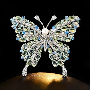 Colored Zircon Hollowed-Out Butterfly Brooches