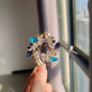 Colorful Alloy Bauhinia Brooch Pin for Women’s Suit