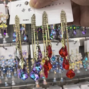 Colorful Crystal Chunky Long Earrings