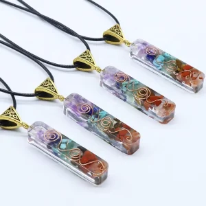 Colorful Gravel Resin Natural Stone Gemstone Cross Pendant Necklace Manufacturer Direct