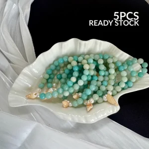 Colorful Natural Stone Gemstone Beaded Link Freshwater Pearl Bracelet Adjustable