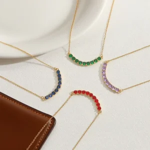 Colorful Smile Diamond Micro-Inlaid Clavicle Chain Necklace for Women