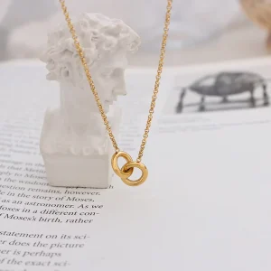 Copper Gold-Plated Resin Pendant Necklace