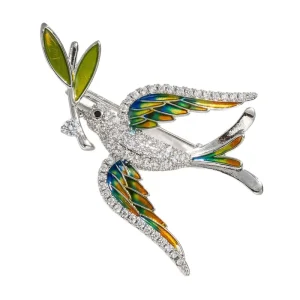 Copper Zircon Pigeon Brooch Souvenir Gift Suit Coat Animal Pin
