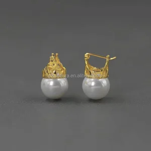 Coron Nation Dangle Earrings Genuine 925 Sterling Silver Artificial Pearls