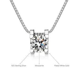Cow Head Moissanite Pendant Necklace Sterling Silver Chain for Women