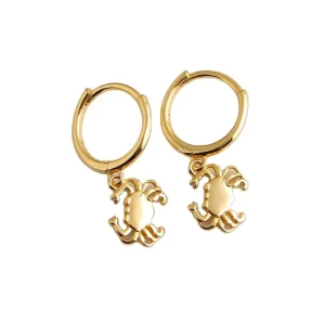 Crab Charm 925 Silver Gold Plated Punk Hoop Earrings for Women
