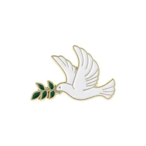 Creative Peace Dove & Olive Branch Enamel Pin Set Metal Brooch Collection Apparel & Bag Accessories