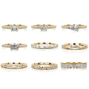 Cross-Border Best-Selling Fresh Style Stackable Row Ring Set Light Luxury Fashion Unisex Geometric S925 Sterling Moissanite