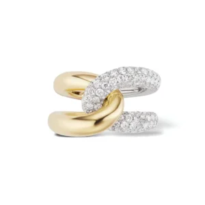 Cross Design Chain Ring, 925 Sterling Silver, 18K Gold or Rhodium Plated, with Zircon