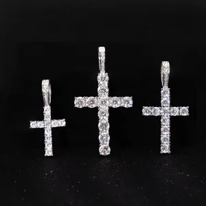 Cross Pendant 2mm 3mm 4mm 5mm 925 Silver VVS Moissanite Tennis Chain Pendant