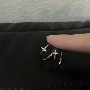 Cross Star Sterling Silver 925 Hoop Earrings for Daily Wear