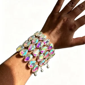 Crystal AB Diamond Water Drop Bridal Bangle Bracelet