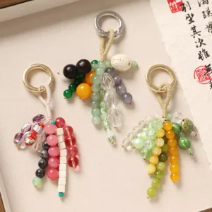 Crystal Beaded Bodhi Bead Keychain Fashion Bag Charm Pendant Hand-woven Decorative Hanging Key Chain Bag Accessories for Her