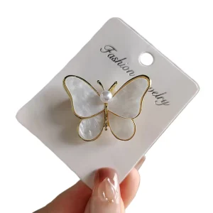 Crystal Butterfly Brooch Hat Pin with Colorful Mexican Pearls