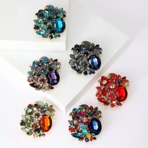 Crystal Glass Brooch Pin for Women’s Clothing