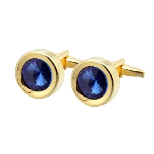 Crystal Gold-Plated Brass French Cufflinks for Men