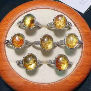 Crystal Jewelry Ring Precious Gemstone Flower Opal Adjustable Ring