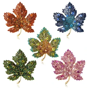 Crystal Maple Leaf Brooch Suit and Coat Pin