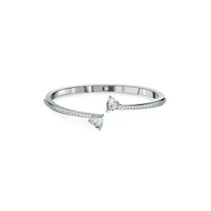 Crystal Open Heart Bracelet with Geometric Pattern Stainless Steel