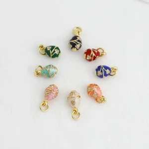 Crystal Rhinestone Gold-Plated Flower Small Pendant for DIY Earring and Bracelet Making